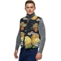Embroidery Blossoming Lemons Butterfly Seamless Pattern Men s Button Up Puffer Vest	 View3