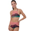 Brown Mountain Illustration Sunset Digital Art Mountains Halter Tankini Set View1