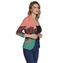 Brown Mountain Illustration Sunset Digital Art Mountains Women s One-Button 3/4 Sleeve Short Jacket View3