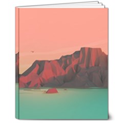 Brown Mountain Illustration Sunset Digital Art Mountains 8  X 10  Hardcover Notebook by Cendanart