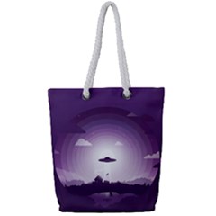 Ufo Illustration Style Minimalism Silhouette Full Print Rope Handle Tote (small) by Cendanart
