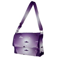 Ufo Illustration Style Minimalism Silhouette Full Print Messenger Bag (l) by Cendanart