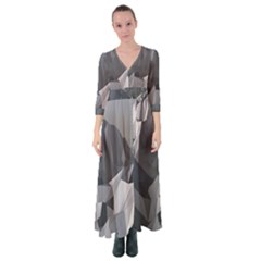 Gray Mountain Illustration Grey Mountain Digital Button Up Maxi Dress by Cendanart