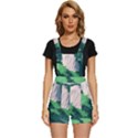 Green And White Polygonal Mountain Short Overalls View1