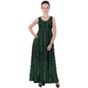 Green Matrix Code Illustration Digital Art Portrait Display Empire Waist Velour Maxi Dress View1