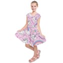 Beautiful Cute Animals Pattern Pink Kids  Short Sleeve Dress View1