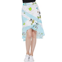 Astronaut Spaceship Frill Hi Low Chiffon Skirt by Bedest