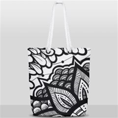 Flower Mandala Pattern Doodle Full Print Rope Handle Tote (small) by Bedest