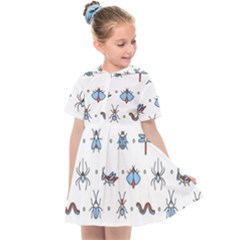 Insects Icons Square Seamless Pattern Kids  Sailor Dress by Bedest