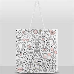 Big Collection With Hand Drawn Objects Valentines Day Full Print Rope Handle Tote (large) by Bedest