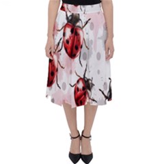 Ladybugs Pattern Texture Watercolor Classic Midi Skirt by Bedest