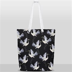 Crane Pattern Bird Animal Full Print Rope Handle Tote (small) by Bedest