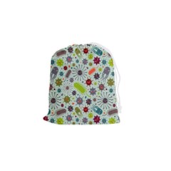 Seamless Pattern With Viruses Drawstring Pouch (small) by Bedest