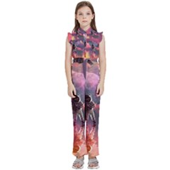Aesthetic Astronautics Atmosphere Blue Clouds Cosmos Fantasy Galaxy Kids  Sleeveless Ruffle Edge Band Collar Chiffon One Piece by Cendanart