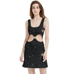 Sky Black Star Night Space Edge Super Dark Universe Velour Cutout Dress by Cendanart