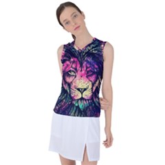 Psychedelic Lion Women s Sleeveless Sports Top by Cendanart