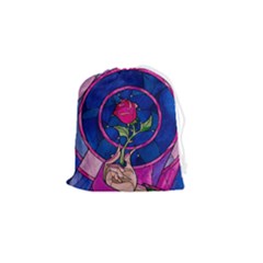 Enchanted Rose Stained Glass Drawstring Pouch (small) by Cendanart