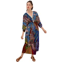 Castle Building Stained Glass Grecian Style  Maxi Dress by Cendanart