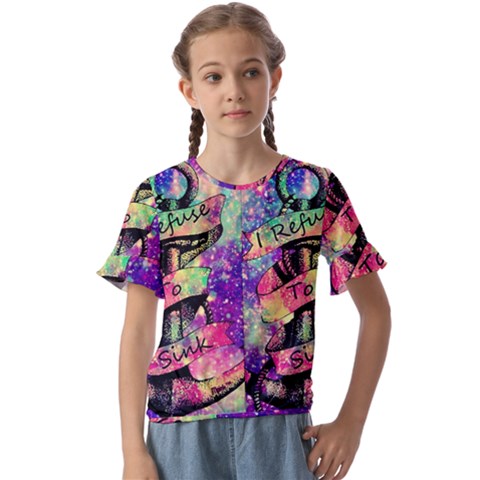 Anchor Purple Space Kids  Cuff Sleeve Scrunch Bottom T-shirt by Bedest