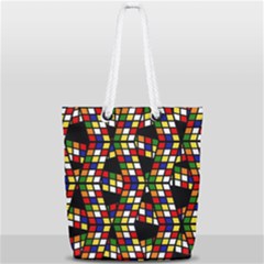 Graphic Pattern Rubiks Cube Full Print Rope Handle Tote (small) by Cendanart