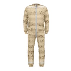 Vintage Beige Music Notes Onepiece Jumpsuit (kids) by Cendanart