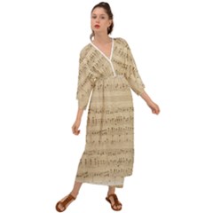 Vintage Beige Music Notes Grecian Style  Maxi Dress by Cendanart