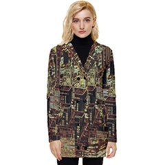 Photo New York City Skyscrapers Button Up Hooded Coat  by Cendanart