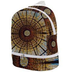 Barcelona Glass Window Stained Glass Zip Bottom Backpack by Cendanart