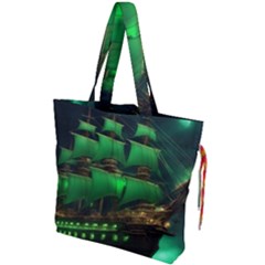 Ship Sailing Drawstring Tote Bag by Proyonanggan