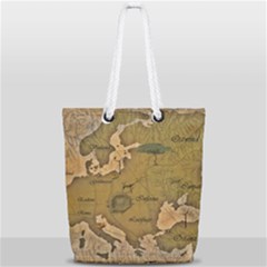 Map Geography Travel Global Full Print Rope Handle Tote (small) by Proyonanggan