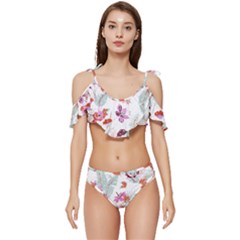 Flawer Ruffle Edge Tie Up Bikini Set	 by saad11