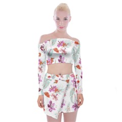 Flawer Off Shoulder Top With Mini Skirt Set by saad11