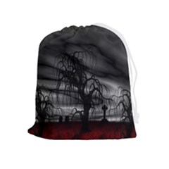 Grave Yard Dark Fantasy Trees Drawstring Pouch (xl) by Cemarart