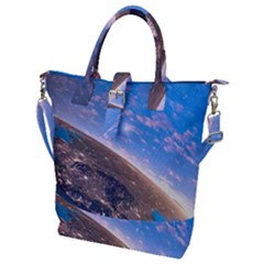 Earth Blue Galaxy Sky Space Buckle Top Tote Bag by Cemarart