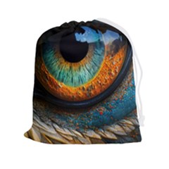 Eye Bird Feathers Vibrant Drawstring Pouch (2xl) by Hannah976
