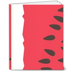 Watermelon Black Green Melon Red 8  X 10  Hardcover Notebook by Cemarart