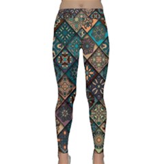 Flower Texture Background Colorful Pattern Classic Yoga Leggings by Cemarart