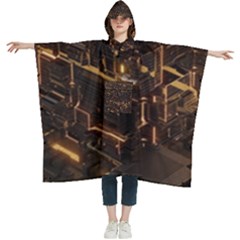 Cube Forma Glow 3d Volume Women s Hooded Rain Ponchos by Bedest