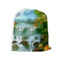 Paradise Forest Painting Bird Deer Waterfalls Drawstring Pouch (XL) View2