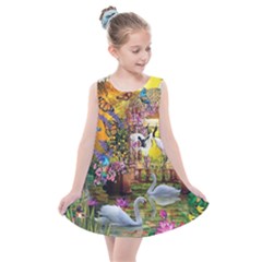 Garden Of Paradise Butterfly Swan Bird Painting Gazebo, Peacock Flower Kids  Summer Dress by Ndabl3x