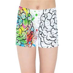 Brain Mind Psychology Idea Drawing Short Overalls Kids  Sports Shorts by Azkajaya