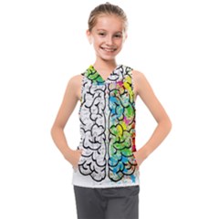 Brain Mind Psychology Idea Drawing Short Overalls Kids  Sleeveless Hoodie by Azkajaya