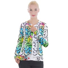 Brain Mind Psychology Idea Drawing Short Overalls Casual Zip Up Jacket by Azkajaya