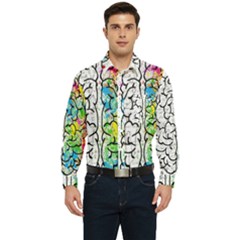 Brain Mind Psychology Idea Drawing Short Overalls Men s Long Sleeve Pocket Shirt  by Azkajaya