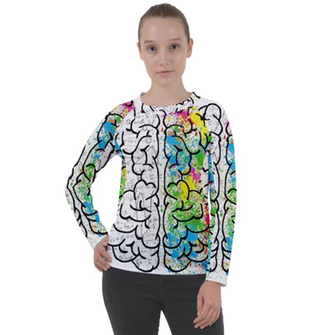 Brain Mind Psychology Idea Drawing Short Overalls Women s Long Sleeve Raglan T-shirt by Azkajaya