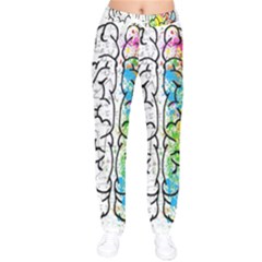 Brain Mind Psychology Idea Drawing Short Overalls Women Velvet Drawstring Pants by Azkajaya