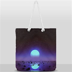 Sunset Colorful Nature Night Purple Star Full Print Rope Handle Tote (large) by Cemarart