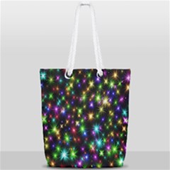 Star Colorful Christmas Abstract Full Print Rope Handle Tote (small) by Cemarart