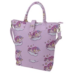 Unicorn Clouds Colorful Cute Pattern Sleepy Buckle Top Tote Bag by Grandong