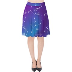 Realistic Night Sky Poster With Constellations Velvet High Waist Skirt by Grandong